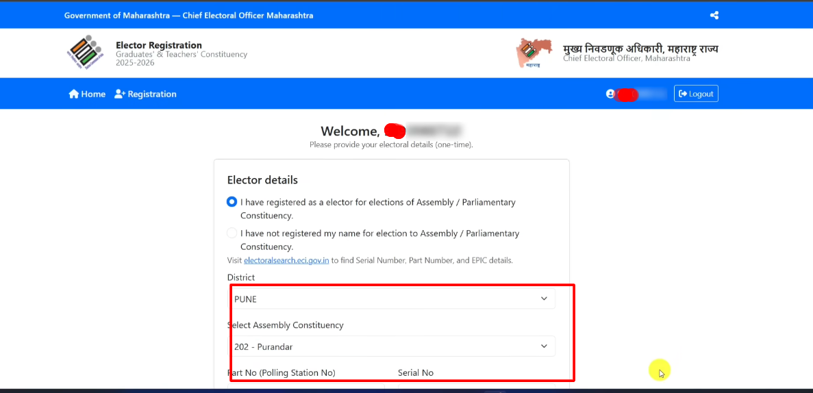 Graduate Voter Registration Online Maharashtra | Padvidhar Matdar Nondani